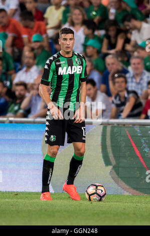 Reggio Emilia, Italie. 4e août 2016. Federico Peluso (Sassuolo) Football/Football : l'UEFA Europa League en troisième tour de qualification 2e match aller entre US Sassuolo 3-0 FC Lucerne au stade Mapei - Citta del Tricolore à Reggio Emilia, Italie . © Maurizio Borsari/AFLO/Alamy Live News Banque D'Images