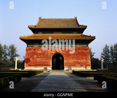 Entrée de la Voie Sacrée chemin de la dynastie Ming Tombs près de Beijing, Chine. Banque D'Images