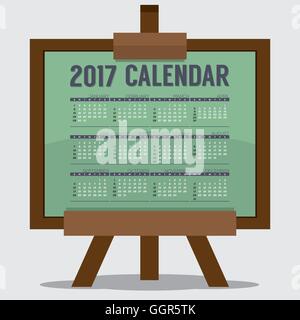 2017 Version imprimable Calendrier 12 mois commence le dimanche. Ou l'art d'illustration vectorielle de l Étude Illustration de Vecteur