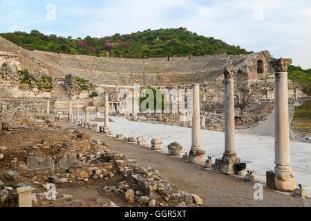 Amphithéâtre romain dans les ruines d'Ephèse. Banque D'Images