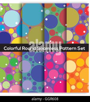 Les cercles de couleur transparente Pattern Set de 8 Vector Illustration Illustration de Vecteur