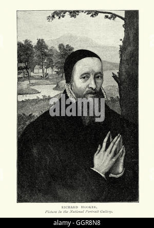 Portrait de Richard Hooker (mars 1554 à 1600) était un prêtre dans l'Église d'Angleterre et un théologien. Banque D'Images