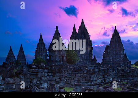 Le temple hindou de Prambanan à complexe près de Yogyakarta, Indonésie Banque D'Images