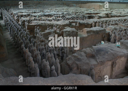 L'Armée de terre cuite du premier empereur de Chine, découvert par les fermiers locaux à Lintong District, Xi'an, . Banque D'Images