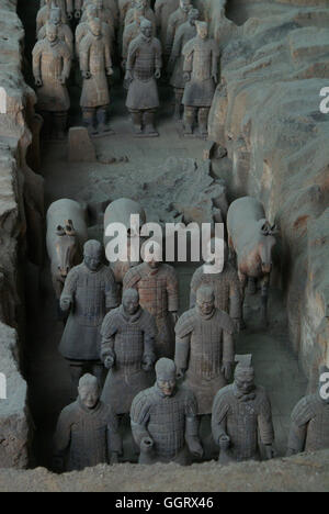 L'Armée de terre cuite du premier empereur de Chine, découvert par les fermiers locaux à Lintong District, Xi'an, . Banque D'Images