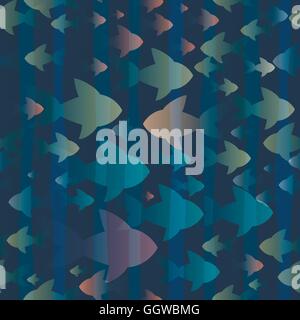 Modèle transparent avec les poissons dans l'eau de l'océan. Illustration de Vecteur