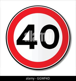 Un grand trafic ronde rouge de l'affichage d'une limite de vitesse de 40 MPH Illustration de Vecteur