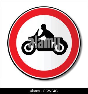 Un grand trafic ronde rouge affichant une moto Illustration de Vecteur