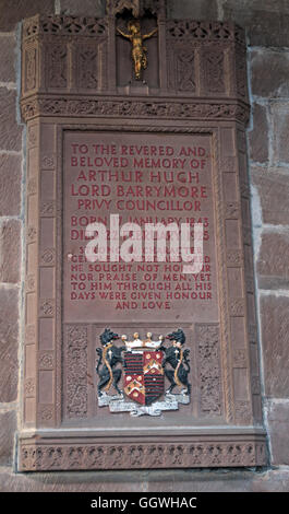 St Marys & All Saints Church Gt Budworth intérieur, Cheshire, Angleterre, Royaume-Uni- Arthur Hugh Lord Barrymore Banque D'Images