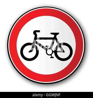 Un grand panneau de circulation ronde rouge affichant un vélo Illustration de Vecteur