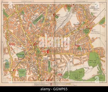 S LONDRES. South Croydon Woodside Norwood Waddon Selhurst Addiscombe, 1938 map Banque D'Images