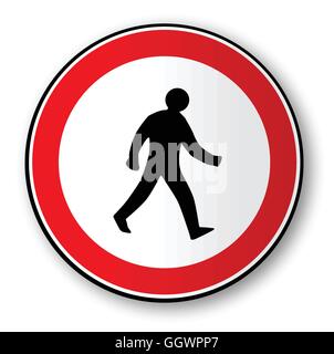 Un homme marche road traffic sign over a white background Illustration de Vecteur