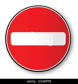 Un grand trafic rouge ronde aucun signe d'entrée Illustration de Vecteur