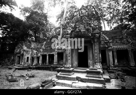 Façade d'entrée arrière vers le Temple de Ta Prohm à Angkor Wat. Siem Reap, Cambodge. Banque D'Images