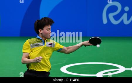 Rio de Janeiro. Le Brésil. 07Th Aug 2016. Tanviriyavechakul (THA). Mens Tennis de Table. 2ème tour. Pavillion 3 RioCentro. Rio de Janeiro. Le Brésil. Le 07/08/2016. Credit : Sport en images/Alamy Live News Banque D'Images