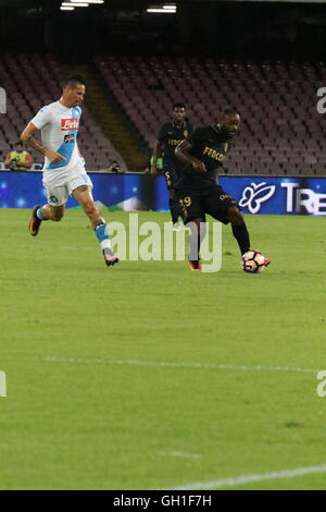 Napoli, Italie. 7 Août, 2016. dans l'ordre, de gauche à droite:Marek Hamšík (SSC Naples) et Vágner Love (MONACO) lors de match de football entre SSC Napoli et Monaco au stade San Paolo de Naples .résultat final Napoli vs Monaco 5-0 Crédit : Salvatore Esposito/Alamy Live News Banque D'Images