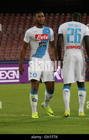 Napoli, Italie. 7 Août, 2016. dans l'ordre, de gauche à droite:Faouzi Ghoulam et Kalidou Koulibaly (SSC Napoli ) lors de match de football entre SSC Napoli et Monaco au stade San Paolo de Naples .résultat final Napoli vs Monaco 5-0 Crédit : Salvatore Esposito/Alamy Live News Banque D'Images