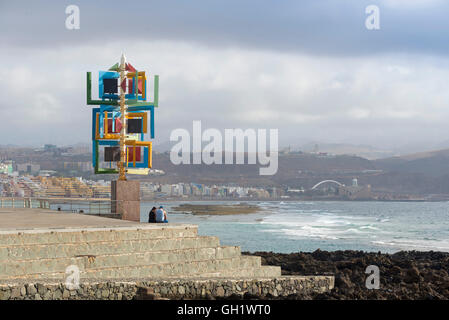 LAS PALMAS DE GRAN CANARIA, ESPAGNE - 1 août 2016 : sculpture éolienne par Cesar Manrique, Plaza de la puntilla, Las Palmas de Gran C Banque D'Images