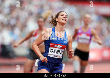 Marlou van Rhijn la gagnante du 100 m femmes T44, de l'IPC 2016 anniversaire des Jeux, le Parc Olympique Queen Elizabeth, Stratford, London, UK. Banque D'Images