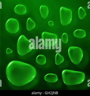Couleur vert transparent gouttes sur fond noir. Illustration de Vecteur