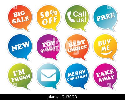 Autocollants mis en forme de bulles. Illustration de Vecteur