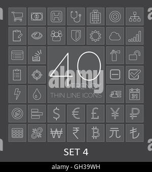 40 icônes de la mode ligne mince pour le Web et mobile. Set 4 Illustration de Vecteur