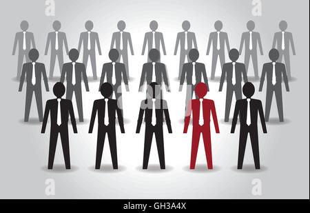 Personne inhabituelle dans la foule. Le leadership. Vector illustration Illustration de Vecteur