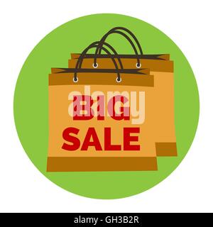L'icône de grande vente. Illustration de style plat. Isolé en cercle de couleur sur fond blanc. Illustration de Vecteur
