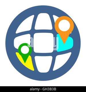 L'icône de ciblage géographique. Illustration de style plat. Isolé en cercle de couleur sur fond blanc. Illustration de Vecteur
