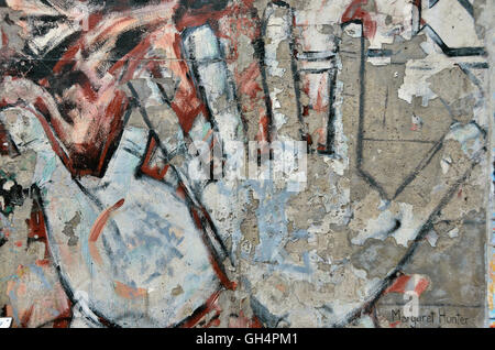 Géographie / billet, l'Allemagne, la peinture murale de Margaret Peter sur l'appui du mur de Berlin, East Side Gallery, la masse du public, Berlin-Friedrichshain, Freedom-Of-Panorama Banque D'Images