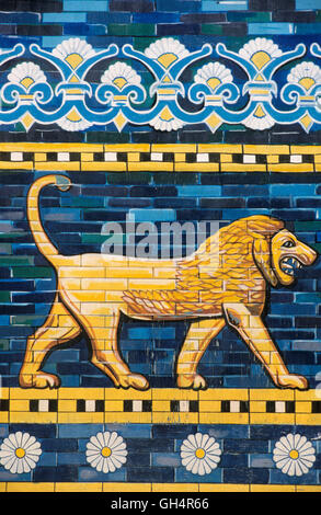 Géographie / billet, l'Iraq, la peinture murale moderne du lion de Babylone, Babylone, Additional-Rights Clearance-Info-Not-Available- Banque D'Images