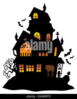 Maison hantée thème silhouette image 1 - photo illustration. Banque D'Images