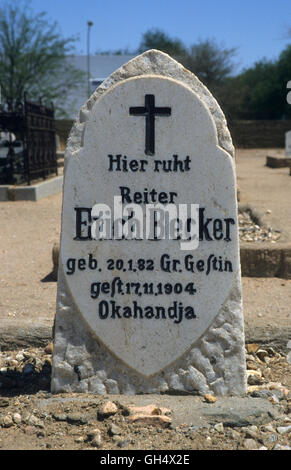 Géographie / voyage, Namibie, pierre tombale pour personne tués au combat Les soldats allemands sur le cimetière de Okahandja, Additional-Rights Clearance-Info-Afrique,-Not-Available Banque D'Images