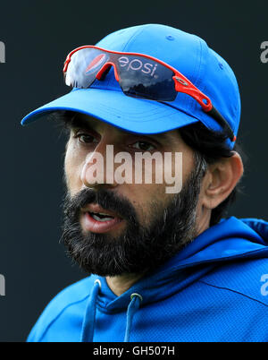 Le Pakistan le capitaine Misbah ul-Haq, au cours de la session à filets Edgbaston, Birmingham. Banque D'Images