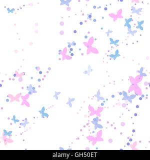 Reproductible sans fond graphique de papillons et dot trails Banque D'Images