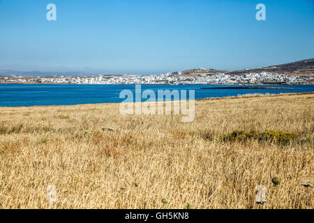 Vue panoramique du village de Naoussa à Paros island Banque D'Images
