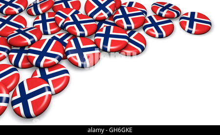 Drapeau de la Norvège sur la broche insignes 3d illustration image pour la journée nationale norvégienne, maison de vacances et de fête avec copie espace. Banque D'Images