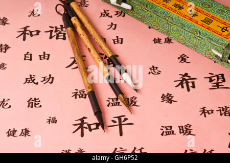 Pinceaux pour la calligraphie chinoise Banque D'Images