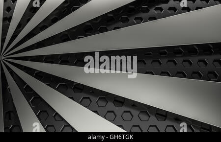 Rayon noir abstract ruche hextagon texture background with copy space 3D Rendering Banque D'Images