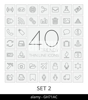 40 Fine Ligne d'icônes. Set 2. Vector illustration. Illustration de Vecteur