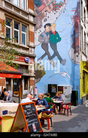 Broussaille par Franck Pe , fresque à Bruxelles, Belgique Banque D'Images