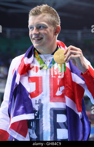 Rio de Janeiro, Brésil. 7e août 2016. Adam tourbé (GBR) Natation : le 100 m brasse remise de médaille aux Jeux olympiques de natation stade lors des Jeux Olympiques de Rio 2016 à Rio de Janeiro, Brésil . Credit : Yohei Osada/AFLO SPORT/Alamy Live News Banque D'Images