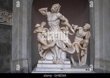 'Laocoon et ses fils, Musée Pio-Clementino, Musées du Vatican, Vatican, Rome, Italie. Banque D'Images