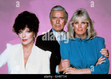 CLAN DENVER / Dynastie USA 1981 - 1989 / Esther  + Richard Shapiro u.a. Alexis Morrell Carrington Colby Dexter Rowan (Joan Collins), Blake Carrington (John Forsythe) und Krystle Grant Jennings Carrington ( LINDA EVANS) Régie : Esther  + Richard Shapiro u.a. aka. Dynasty Banque D'Images