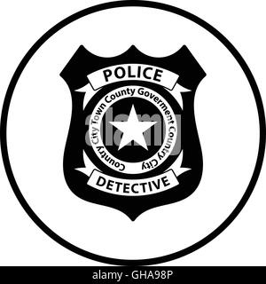 Icône de l'insigne de police. Cercle mince de conception. Vector illustration. Illustration de Vecteur