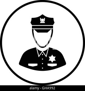 L'icône de policier. Cercle mince de conception. Vector illustration. Illustration de Vecteur