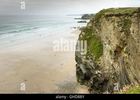 Whipsiderry Beach à Newquay, Cornwall. Classé dans le top 20 meilleures plages d'Europe. Banque D'Images