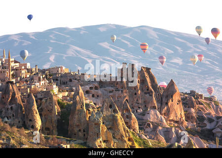 La montgolfière en Cappadoce. Banque D'Images