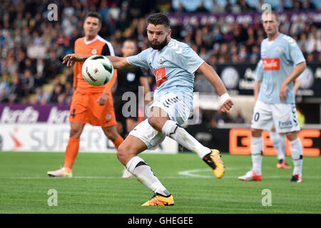 HADERSLEV, DENAMRK - Août 4, 2016 : troisième série d'élimination match SonderjyskE - KGHM Zaglebie Lubin 1:1. Banque D'Images