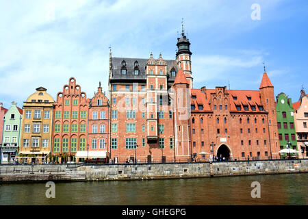 Le port sur la rivière Motlawa Gdansk Pologne Banque D'Images